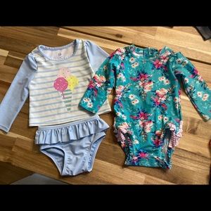 Ruffle butts and Gap 12-18 month swim suit bathing suit baby girl bundle.